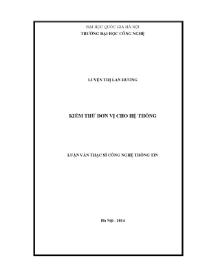 Luận văn thạc sĩ kiểm thử đơn vị cho hệ thống