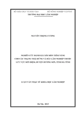 Luận văn nghiên cứu đánh giá xói mòn tiềm năng cho các trạng thái rừng và đất lâm nghiệp thuộc lưu vực sơn diệm huyện hương sơn tỉnh hà tĩnh