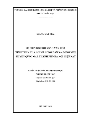 Luận văn thạc sĩ sự biến đổi đời sống văn hóa tinh thần của người nông dân xã đông yên huyện quốc oai thành phố hà nội hiện nay