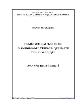 Luận văn nghiên cứu giải pháp nhằm giảm nghèo bền vững ở huyện đại từ tỉnh thái nguyên