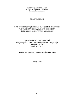 Luận văn phát triển tư duy sáng tạo cho học sinh phổ thông trong dạy học bất đẳng thức trung bình cộng trung bình nhân