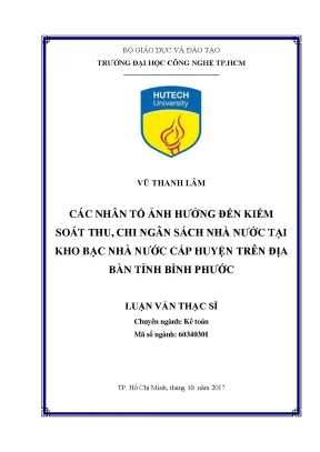 Luận văn các nhân tố ảnh hưởng đến kiểm soát thu chi ngân sách nhà nước tại kho bạc nhà nước cấp huyện trên địa bàn tỉnh bình phước