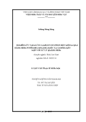 Luận văn nghiên cứu tạo chủng bacillus subtilis đột biến có khả năng sinh protease cao bằng chiếu xạ gamma kết hợp với xử lý kháng sinh