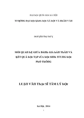 Luận văn mối quan hệ giữa đánh giá bản thân và kết quả học tập của học sinh trung học phổ thông