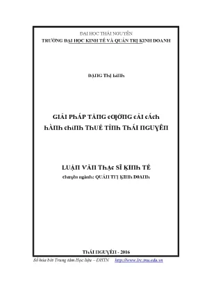 Luận văn giải pháp tăng cường cải cách hành chính thuế tỉnh thái nguyên