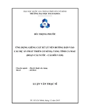 Luận văn thạc sĩ địa kỹ thuật xây dựng ứng dụng giếng cát xử lý nền đường dẫn vào cầu dự án phát triển cơ sở hạ tầng tỉnh cà mau đọan cái nước cái đôi vàm