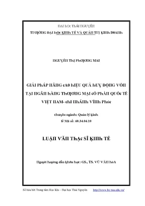 Luận văn giải pháp nâng cao hiệu quả huy động vốn tại ngân hàng thương mại cổ phần quốc tế việt nam chi nhánh vĩnh phúc