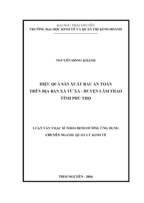 Luận văn hiệu quả sản xuất rau an toàn trên địa bàn xã tứ xã huyện lâm thao tỉnh phú thọ