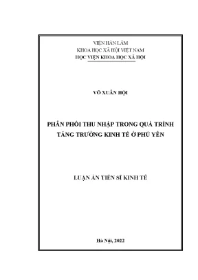 Luận án tiến sĩ phân phối thu nhập trong quá trình tăng trưởng kinh tế ở phú yên