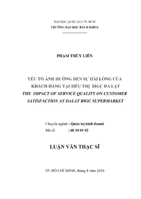 Luận văn thạc sĩ quản trị kinh doanh yếu tố ảnh hưởng đến sự hài lòng của khách hàng tại siêu thị big c đà lạt