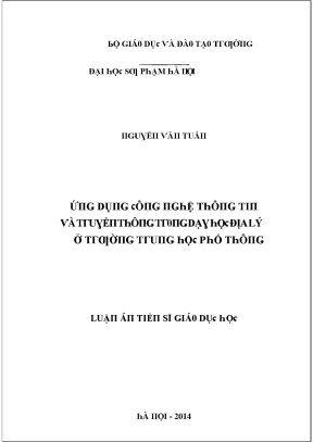 Luận văn ứng dụng công nghệ thông tin và truyền thông trong dạy học địa lý ở trường trung học phổ thông