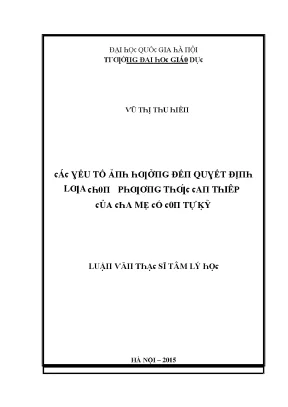 Luận văn các yếu tố ảnh hưởng đến quyết định lựa chọn phương thức can thiệp của cha mẹ có con tự kỷ