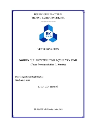 Luận văn thạc sĩ kỹ thuật hóa học nghiên cứu biến tính tinh bột huyền tinh tacca leontopetaloides l kuntze