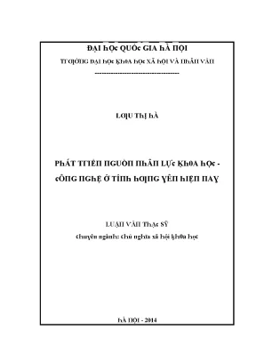 Luận văn phát triển nguồn nhân lực khoa học công nghệ ở tỉnh hưng yên hiện nay