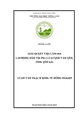 Luận văn giải quyết việc làm cho lao động dân tộc phù lá huyện văn yên tỉnh yên bái