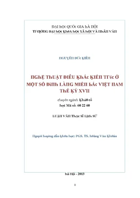 Luận văn nghệ thuật điêu khắc kiến trúc ở một số đình làng miền bắc việt nam thế kỷ xvii