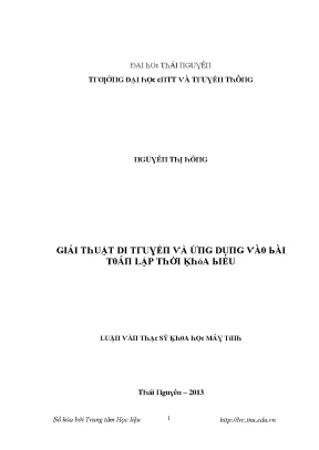Luận văn giải thuật di truyền và ứng dụng vào bài toán lập thời khóa biểu
