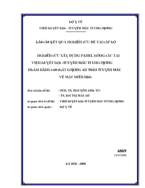 Nghiên cứu xây dựng panel hồng cầu tại viện huyết học truyền máu trung ương nhằm nâng cao chất lượng an toàn truyền máu về mặt miễn dịch