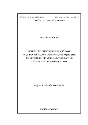 Luận án tiến sĩ nghiên cứu hiện trạng phân bố loài vượn đen má trắng nomascus leucogenys ogilby 1840 tại vườn quốc gia vũ quang tỉnh hà tĩnh nhằm đề xuất giải pháp bảo tồn