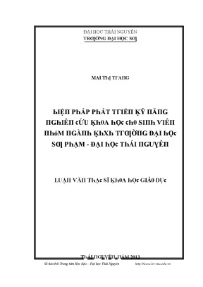 Luận văn biện pháp phát triển kỹ năng nghiên cứu khoa học cho sinh viên nhóm ngành khxh trường đại học sư phạm đại học thái nguyên