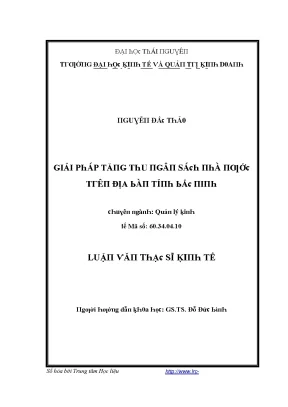 Luận văn giải pháp tăng thu ngân sách nhà nước trên địa bàn tỉnh bắc ninh