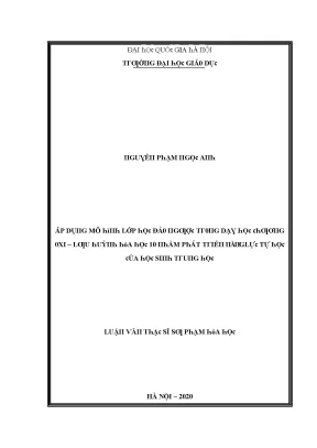 Luận văn áp dụng mô hình lớp học đảo ngược trong dạy học chương oxi lưu huỳnh nhằm phát triển năng lực tự học cho học sinh phổ thông