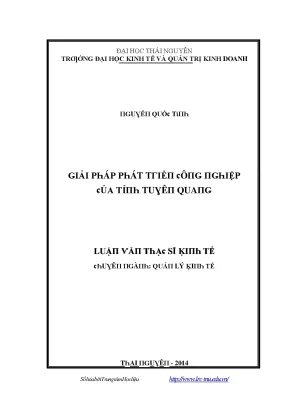 Luận văn giải pháp phát triển công nghiệp của tỉnh tuyên quang