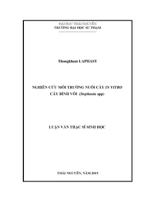 Luận văn nghiên cứu môi trường nuôi cấy in vitro cây bình vôi stephania spp
