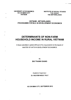 Luận văn thạc sĩ determinants of non farm household in come in rural vietnam