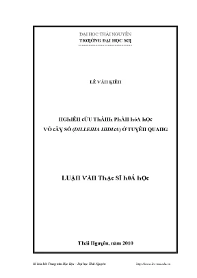 Luận văn nghiên cứu thành phần hóa học vỏ cây sổ dillenia indica ở tuyên quang