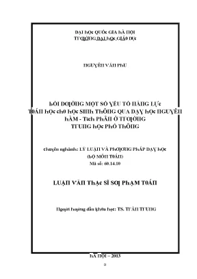 Luận văn bồi dưỡng một số yếu tố năng lực toán học cho học sinh thông qua dạy học nguyên hàm tích phân ở trường trung học phổ thông