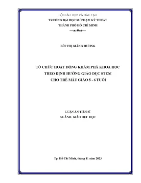 Luận án tiến sĩ giáo dục học tổ chức hoạt động khám phá khoa học theo định hướng giáo dục stem cho trẻ mẫu giáo 5 6 tuổi