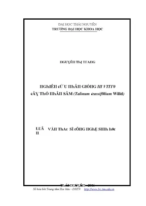 Luận văn nghiên cứu nhân giống in vitro cây thổ nhân sâm talinum crassifolium willd