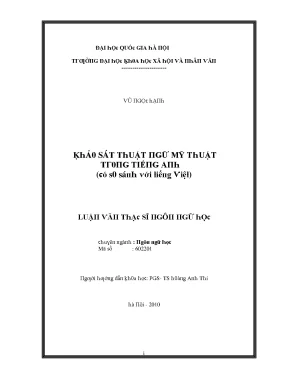 Luận văn khảo sát thuật ngữ mỹ thuật trong tiếng anh có so sánh với tiếng việt