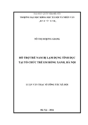 Luận văn thạc sĩ hỗ trợ trẻ nam bị lạm dụng tình dục tại tổ chức trẻ em rồng xanh hà nội