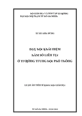 Luận văn dạy học khái niệm hàm số liên tục ở trường trung học phổ thông