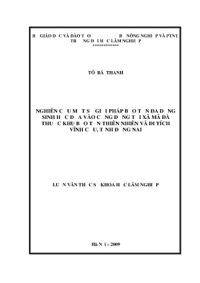 Luận văn nghiên cứu một số giải pháp bảo tồn đa dạng sinh học dựa trên cộng đồng tại xã mã đà thuộc khu bảo tồn thiên nhiên và di tích vĩnh cửu tỉnh đồng nai