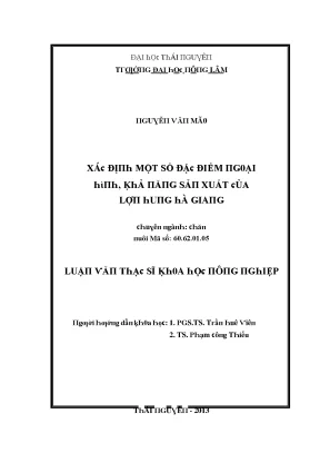Luận văn xác định một số đặc điểm ngoại hình khả năng sản xuất của lợn hung hà giang