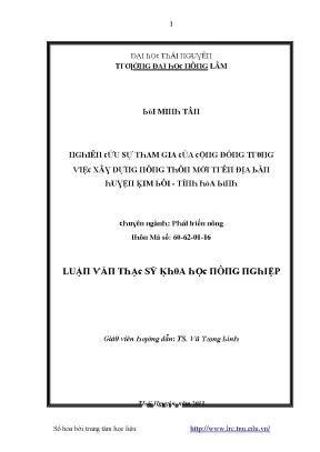 Luận văn nghiên cứu sự tham gia của cộng đồng trong việc xây dựng nông thôn mới trên địa bàn huyện kim bôi tỉnh hòa bình