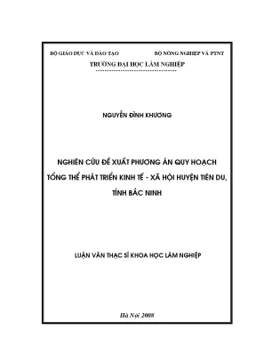 Luận văn nghiên cứu đề xuất phương án quy hoạch tổng thể phát triển kinh tế xã hội huyện tiên du tỉnh bắc ninh
