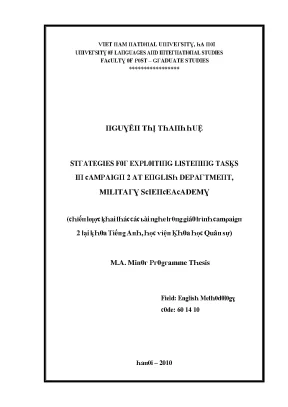 Luận văn strategies for exploiting listening tasks in campaign 2 at english department military science academy