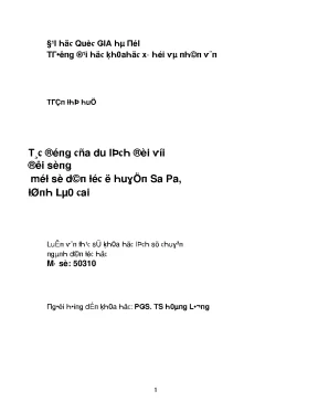 Luận văn tác động của du lịch đối với đời sống một số dân tộc ở huyện sa pa tỉnh lào cai