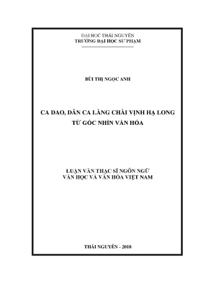 Luận văn ca dao dân ca làng chài vịnh hạ long từ góc nhìn văn hóa