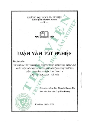 Nghiên cứu tình hình thị trường tiêu thụ từ đó đề xuất một số giải pháp nhằm mở rộng thị trường tiêu thụ từ đó đề xuất một số giải pháp nhằm mở rộng thị trường tiêu thụ sản phẩm của công ty gas petrolimex hà nội