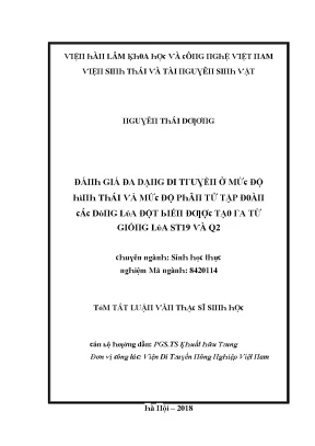 Luận văn đánh giá đa dạng di truyền ở mức độ hình thái và mức độ phân tử tập đoàn các dòng lúa đột biến được tạo ra từ giống lúa st19 và q2