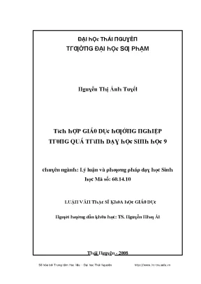 Luận văn tích hợp giáo dục hướng nghiệp trong quá trình dạy học sinh 9