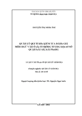 Luận văn quản lý quy trình kiểm tra đánh giá môn ngữ văn ở các trường trung học cơ sở quận an hải hải phòng