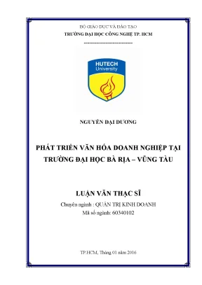 Luận văn phát triển văn hóa doanh nghiệp tại trường đại học bà rịa vũng tàu
