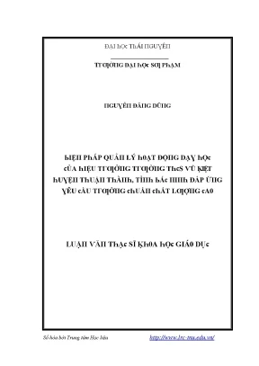 Luận văn biện pháp quản lý hoạt động dạy học của hiệu trưởng trường thcs vũ kiệt huyện thuận thành tỉnh bắc ninh đáp ứng yêu cầu trường chuẩn chất lượng cao