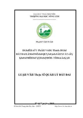 Luận văn nghiên cứu phân vùng thích nghi đất đai làm cơ sở cho quy hoạch sản xuất cây khoai môn tại huyện chợ đồn tỉnh bắc kạn